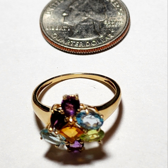 10 K Gold Multi Color Gemstone Ring size 8 - Picture 7 of 7